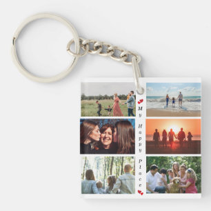 Porte-clefs My Happy Place Personnalisable Photo de famille 6 