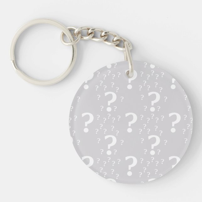 Porte-clefs Mystère point de question énigme puzzle gris clair (Devant)