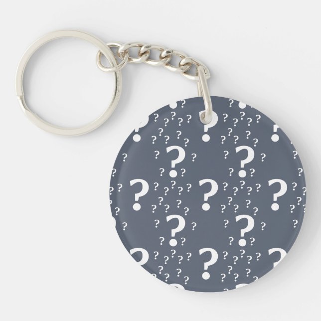 Porte-clefs Mystère question marque énigme puzzle bleu-gris (Devant)