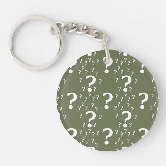Porte-clefs Mystère question marque énigme puzzle vert olive (Devant)