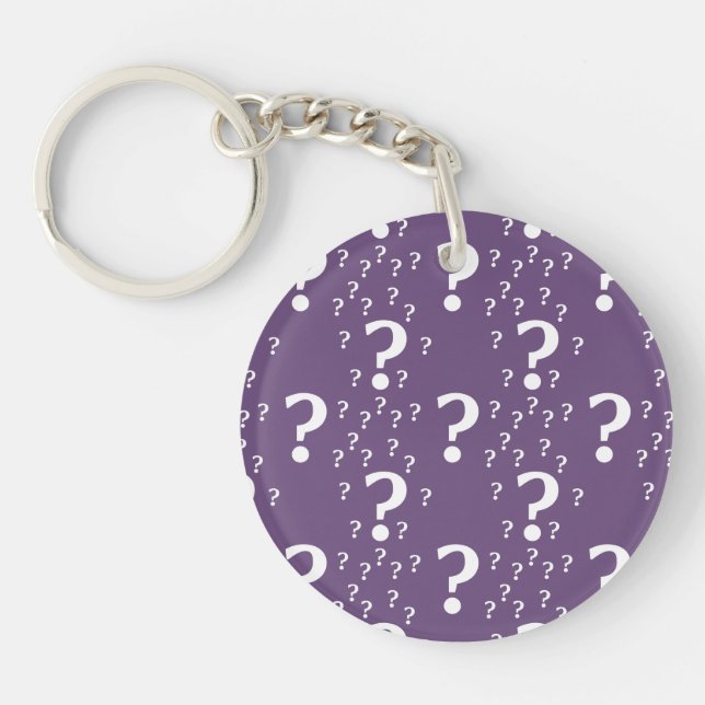 Porte-clefs Mystère question marque énigme puzzle violet (Devant)