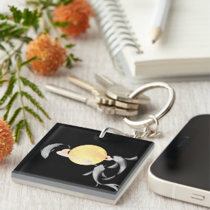 Porte-clefs Mystic Koi & Golden Moon - Elegant japonais Zen Ar