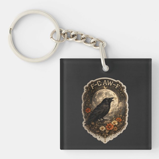 Porte-clefs Mystic Raven Under Moon Dark Celestial Aesthetic (Devant)