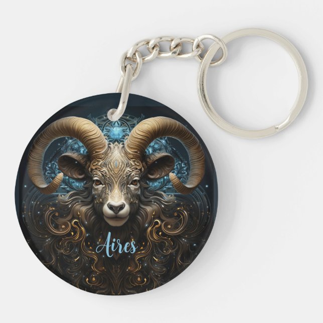 Porte-clefs Mystical Aries Zodiac Artwork  (Dos)