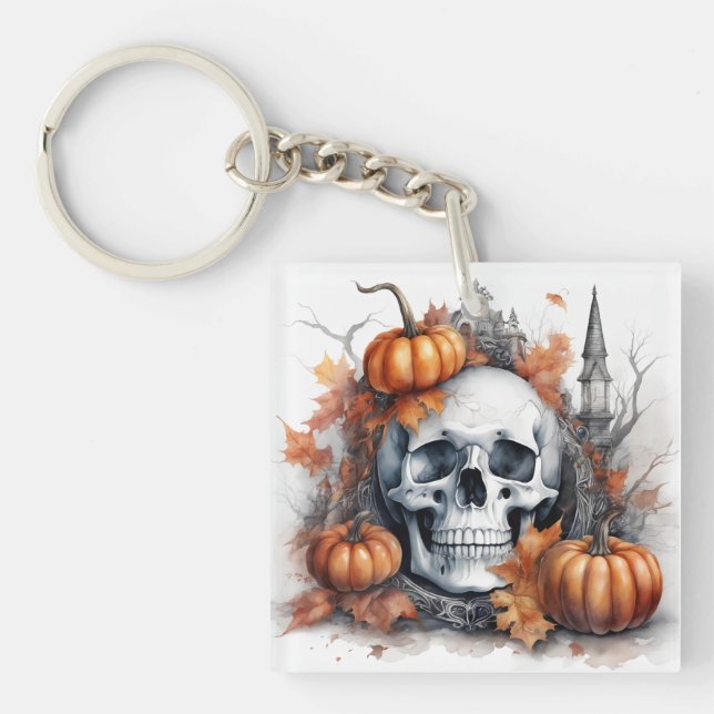 Porte-clefs Mystique Halloween Gothique Crâne Art Mystique (Devant)