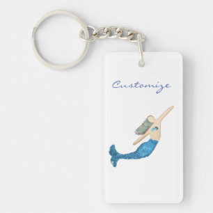 Porte-clefs Nage de Mermaid à queue bleue Thunder_Cove