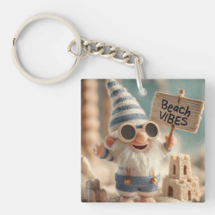 Porte-clefs Nain de jardin d'été "Vibes de plage"