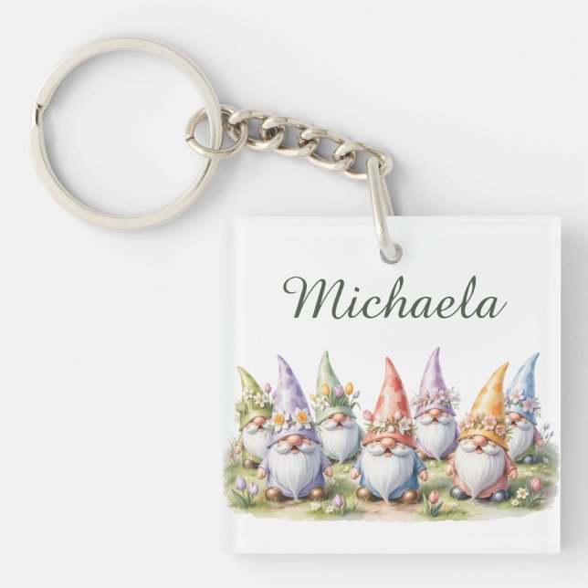 Porte-clefs Nains de printemps dans une prairie (Devant)