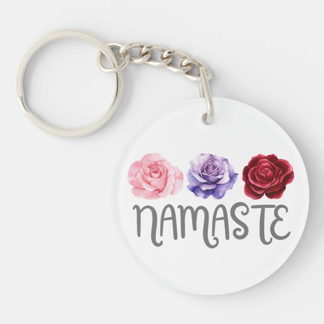 Porte-clefs Namaste à trois fleurs (Devant)