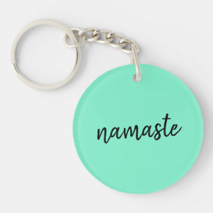 Porte-clefs Namaste   Neo Mint Green Moderne Yoga Spirituel