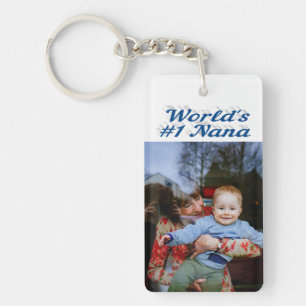 Porte-clefs Nana photo bleu marine texte