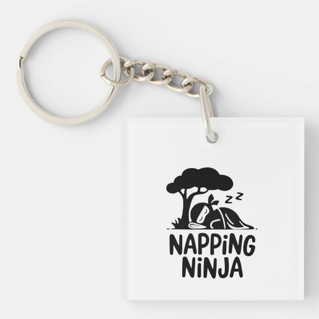 Porte-clefs Napping Ninja - Ninja Sleepy mignonne Art Drôle Sl (Devant)