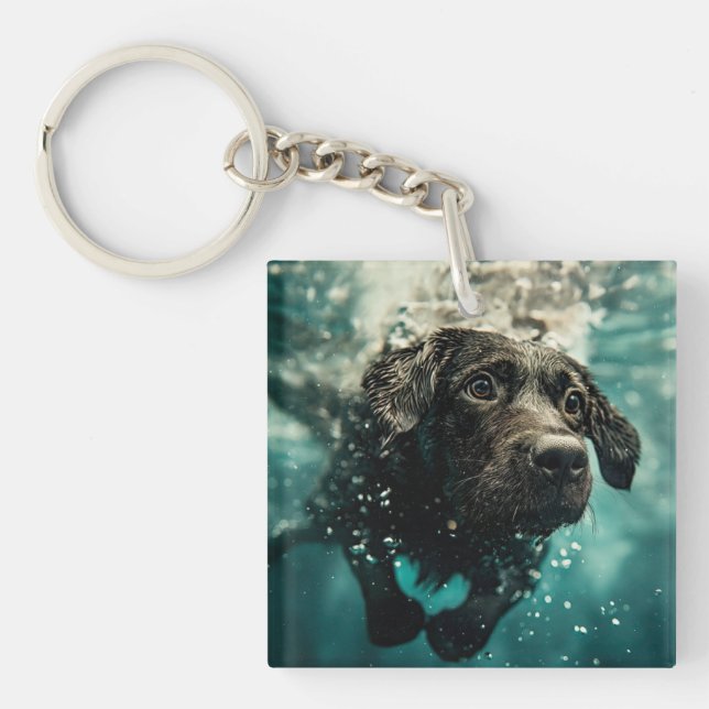 Porte-clefs Natation Labrador Chiot Design sous-marin (Devant)