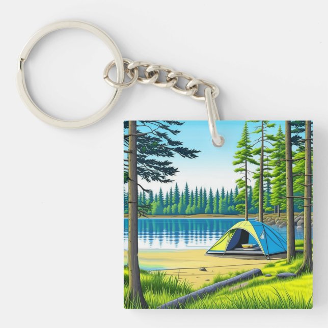 Porte-clefs Nature Camping Tente à thème dans les bois (Devant)