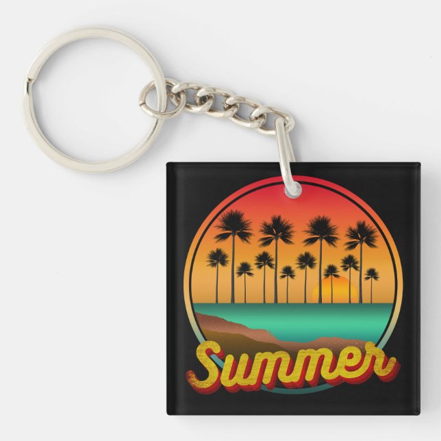 Porte-clefs nature d'été au coucher du soleil (Devant)