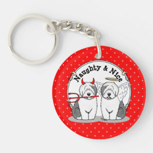 Porte-clefs Naughty & Nice Old English Sheepdogs (Grey 1)