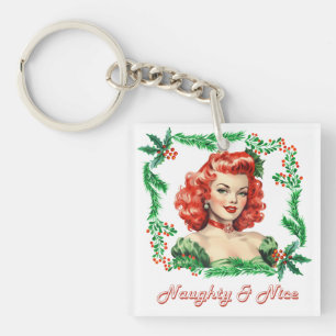 Porte-clefs Naughty & Nice Retro Christmas Pinup