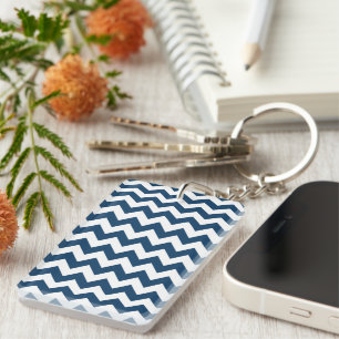 Porte-clefs Navy Zigzag, Navy Chevron, Motif géométrique