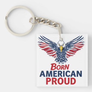 Porte-clefs Né Américain Fier Patriotique Aigle Drapeau Améric
