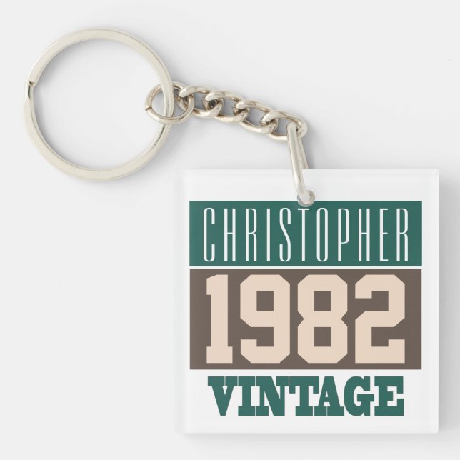 Porte-clefs Né en 1982, Cadeau personnalisé (Devant)