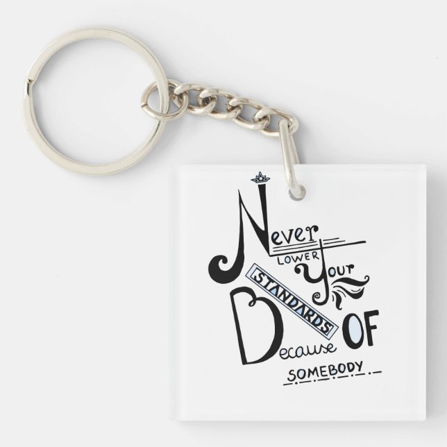 Porte-clefs Ne jamais baisser vos normes Motivation devis (Devant)
