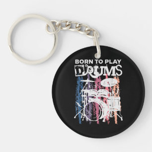 Porte-clefs Né Pour Jouer Drumming Rock Music Band Drumme