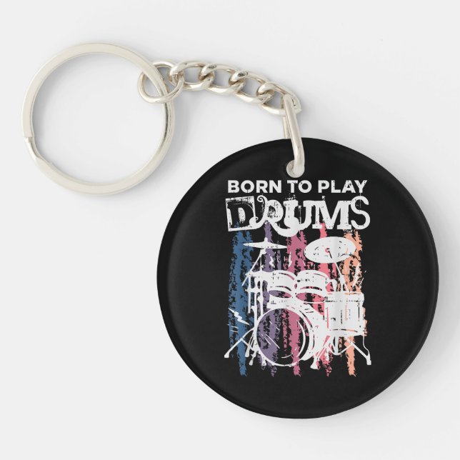 Porte-clefs Né Pour Jouer Drumming Rock Music Band Drumme (Devant)