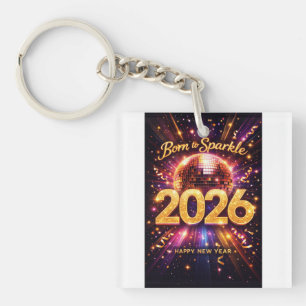 Porte-clefs Née pour briller 2026 Boule disco Bonne Année