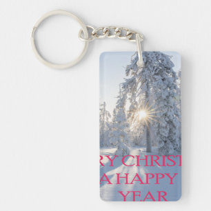 PORTE-CLEFS NEIGE, ARBRES, LE SOLEIL, PRÊT À NOËL