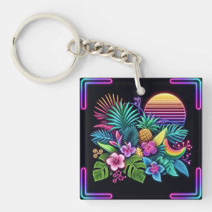 Porte-clefs Néon coloré tropical/hawaïen