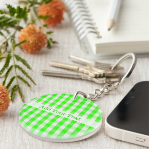 Porte-clefs Neon Green En vichy Motif par Shirley Taylor