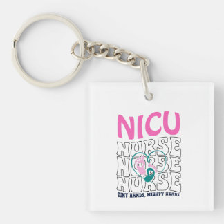 Porte-clefs Neon NICU Nurse Typographie avec Empreinte Art