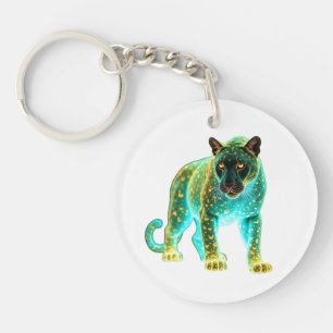 Porte-clefs Neon Panther : L'art de la faune cosmique