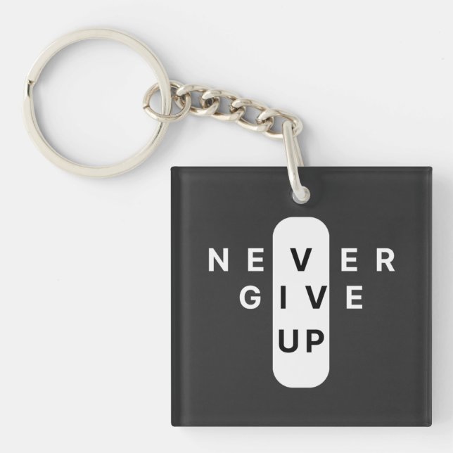 Porte-clefs Never Give Up | Modern Minimalist Typography (Devant)
