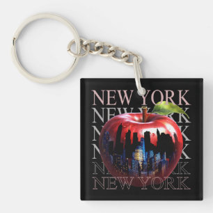 Porte-clefs New York La Grande Pomme Fruit Silhouette Ville