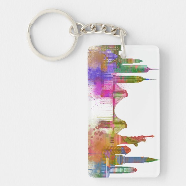 Porte-clefs New York Skyline - Arc en ciel (Devant)