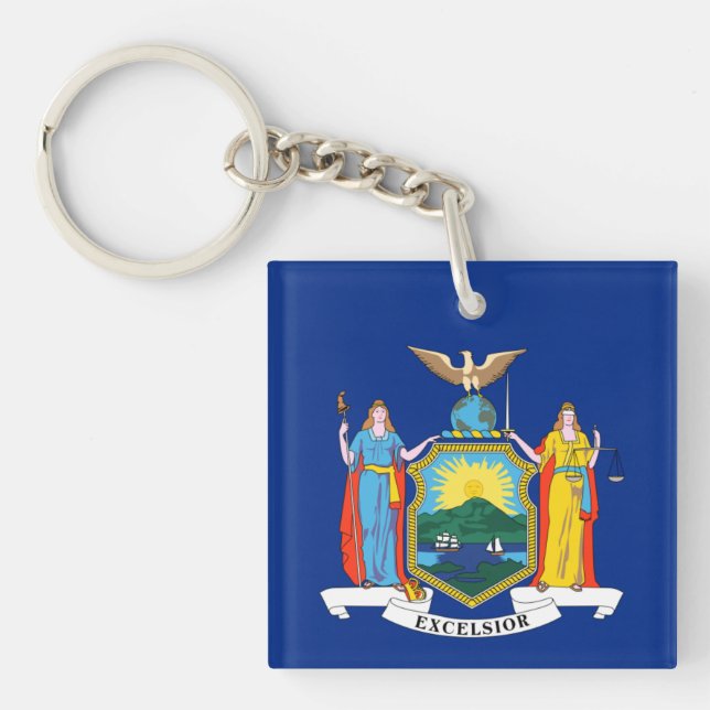 Porte-clefs New York : The Empire State, Home Big Apple Flag (Devant)