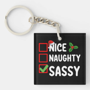 Porte-clefs Nice Naughty Sassy Liste de Noël Père Noël Holiday
