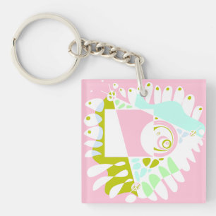Porte-clefs Nid d'oiseau - Flamant rose rose blanc
