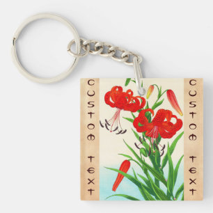 Porte-clefs Nishimura Hodo lys tigré fleurs shin hanga