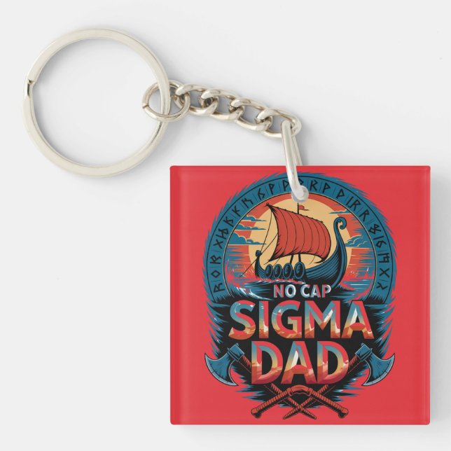 Porte-clefs No Cap Sigma Dad Viking Style for Fathers Day (Devant)