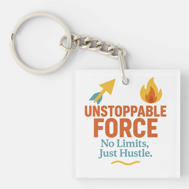 Porte-clefs No Limits, Just Hustle | Motivational Acrylic Keyc (Devant)
