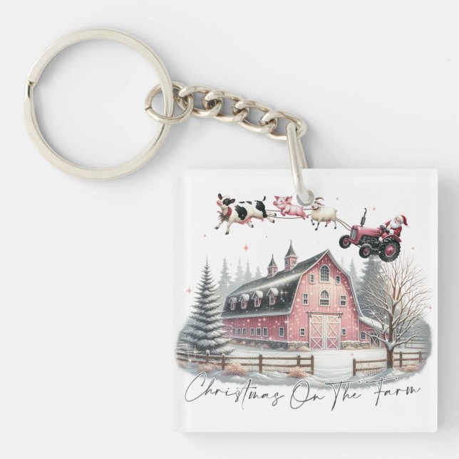Porte-clefs Noël à la ferme, Joyeux Noël (Devant)