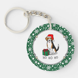 Porte-clefs Noël Beagle de chapeau de Noël (tri couleur 3) Chi