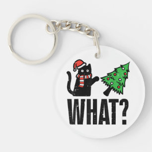 Porte-clefs Noël Chat Tipping Xmas Tree Drôle