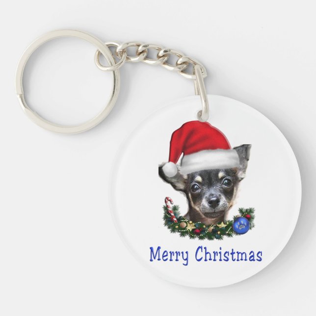 Porte-clefs Noël Chihuahua  (Devant)