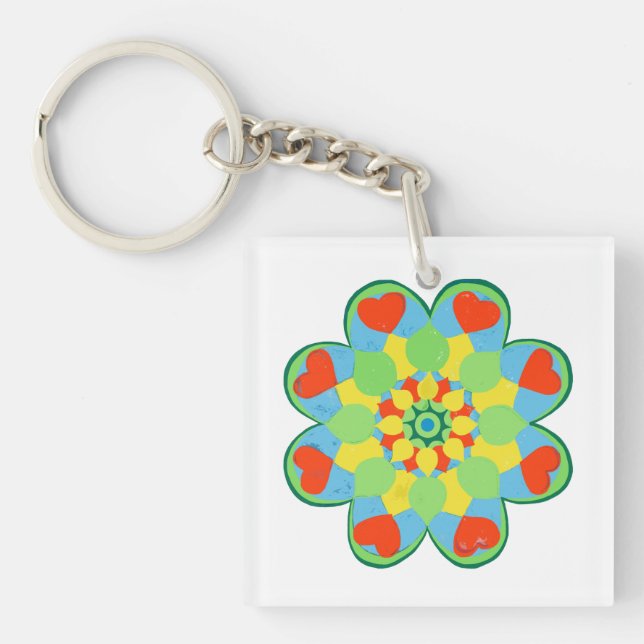 Porte-clefs Noël Coeur Mandala Porte - clé (Devant)