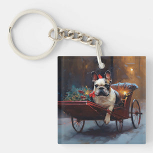 Porte-clefs Noël de la saison festive Bouledogue français