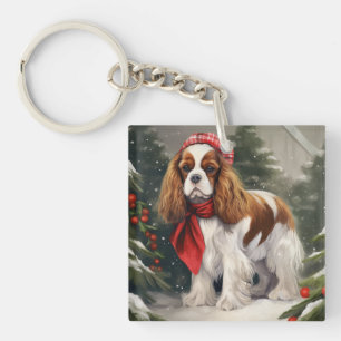 Porte-clefs Noël du chien espagnol Cavalier King Charles