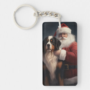 Porte-clefs Noël festif du chien de montagne bernois du Père N